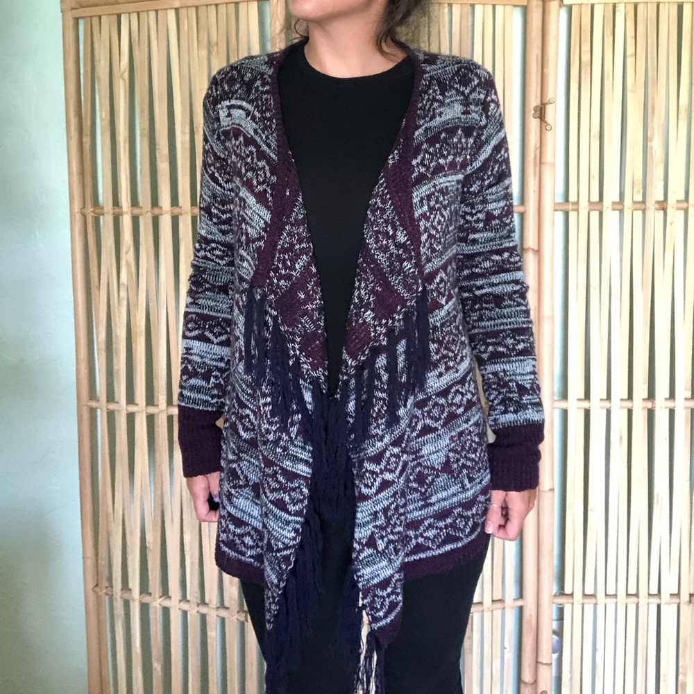 Purple Derek Heart Waterfall Cardigan Sweater Sz S